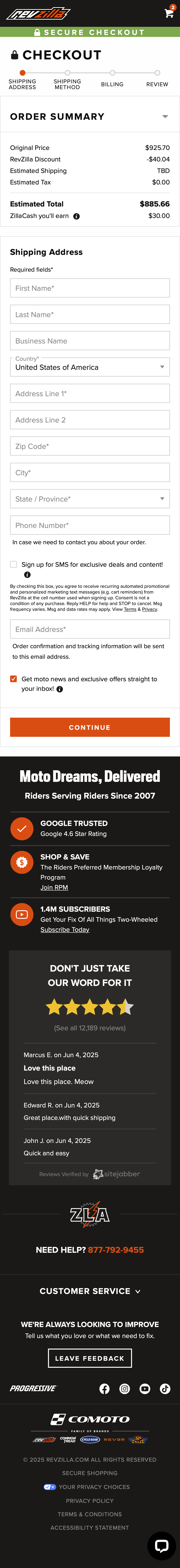 Mobile screenshot of RevZilla