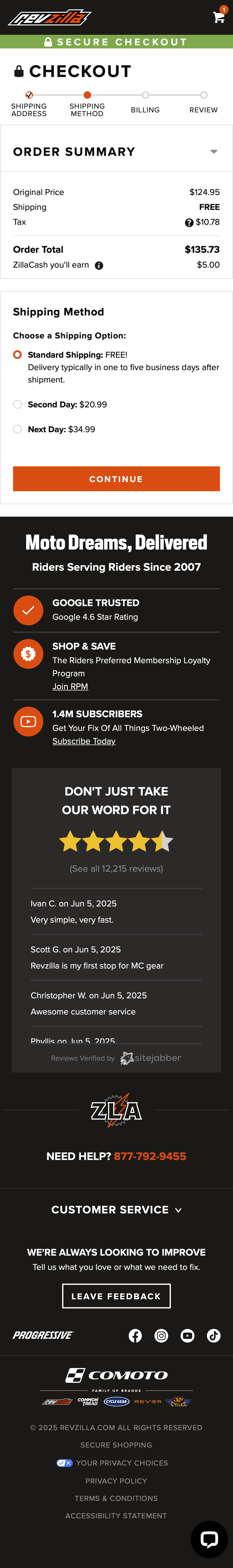 Mobile screenshot of RevZilla
