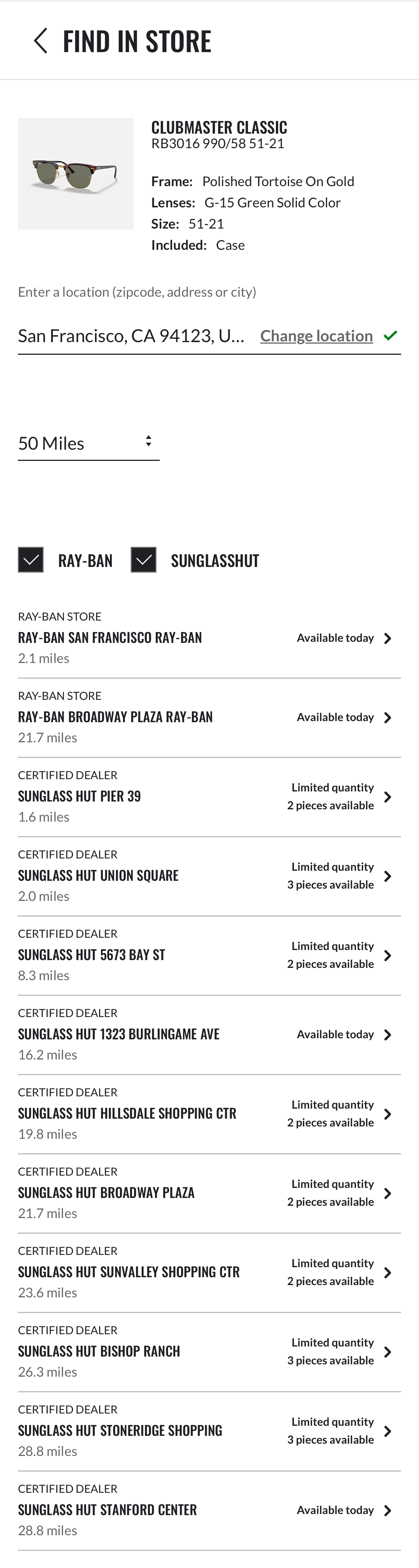 Mobile screenshot of Ray-Ban