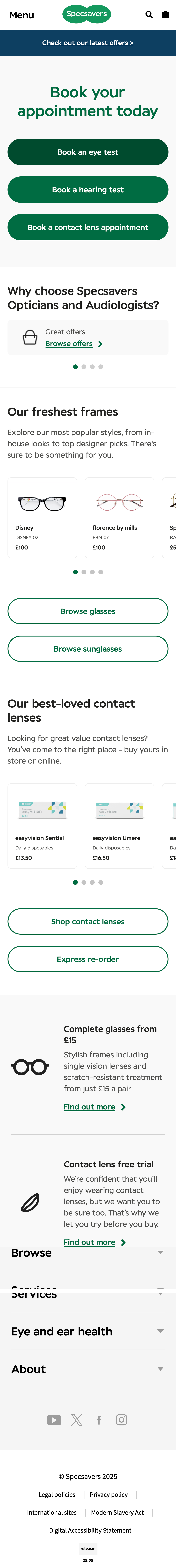 Mobile screenshot of Specsavers