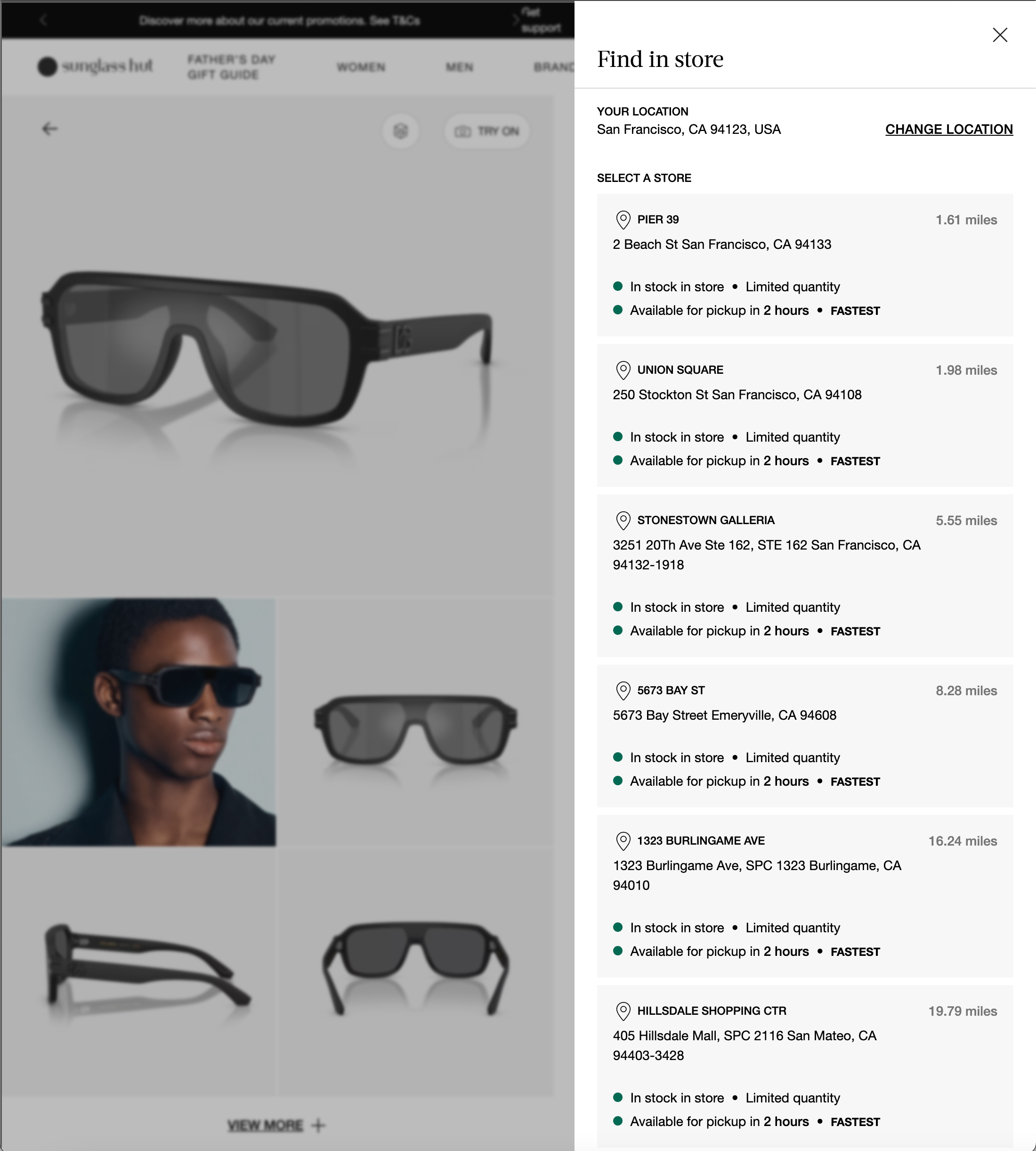 Desktop screenshot of Sunglass Hut