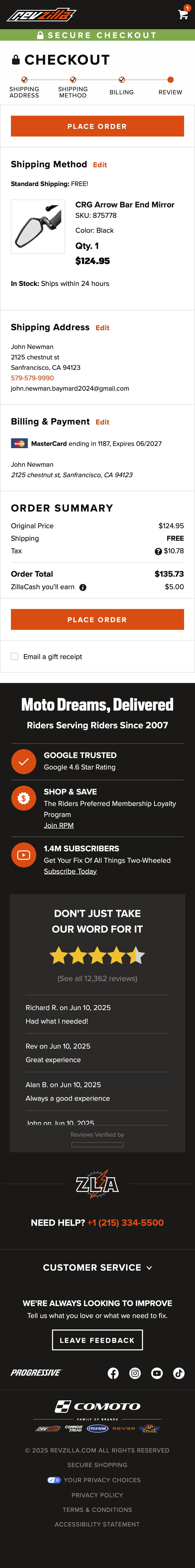 Mobile screenshot of RevZilla