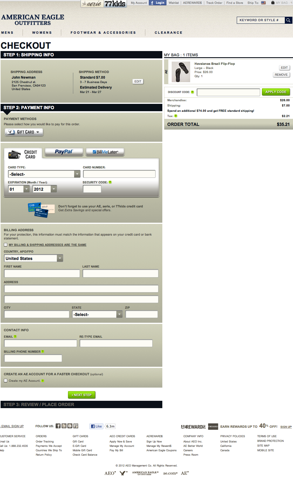 American Eagle’s Billing Address 455 of 556 Billing Address Examples