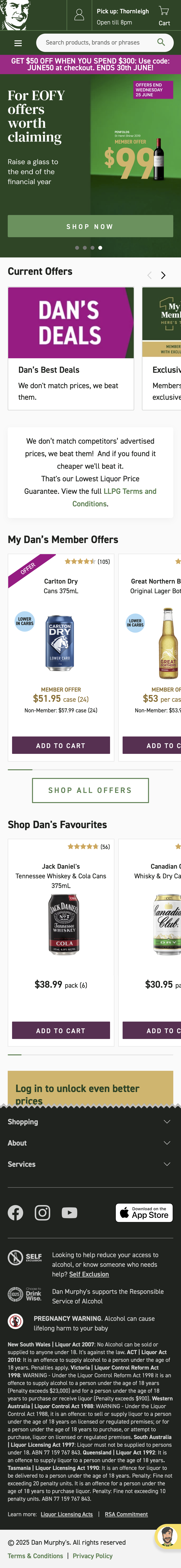 Mobile screenshot of Dan Murphy’s