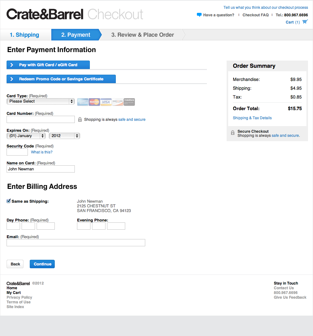 Desktop screenshot of Crate & Barrel