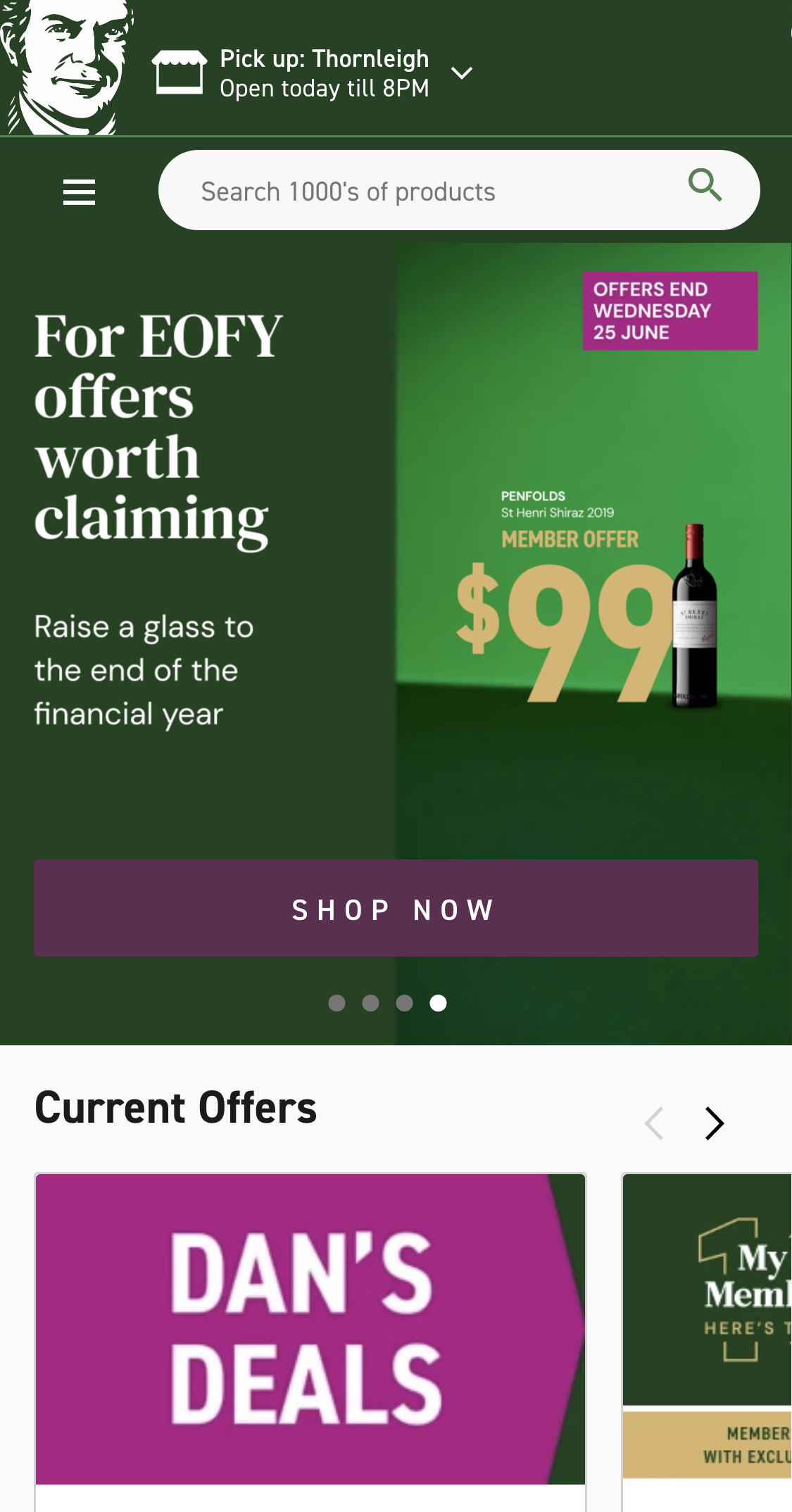 Mobile screenshot of Dan Murphy’s