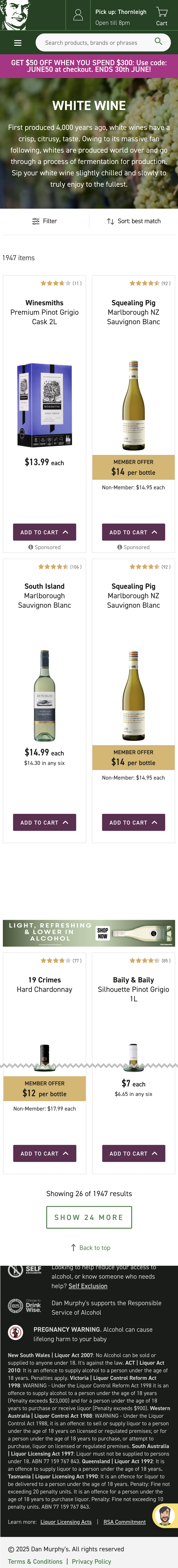 Mobile screenshot of Dan Murphy’s