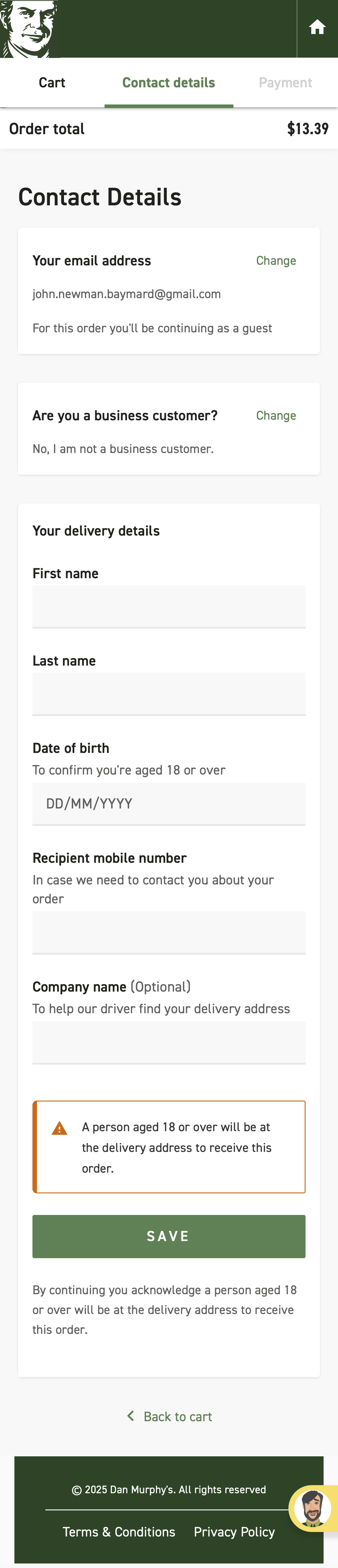 Mobile screenshot of Dan Murphy’s