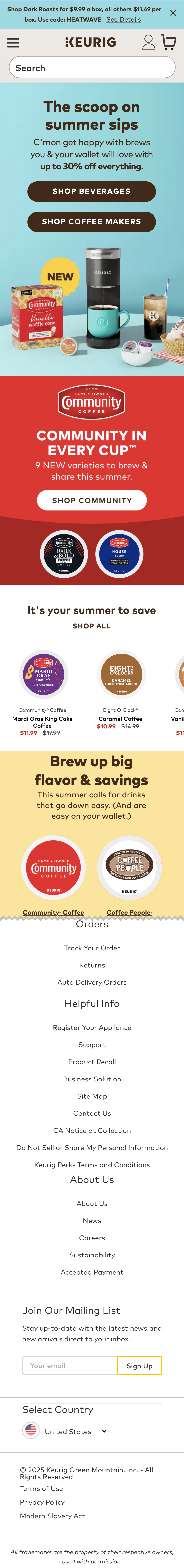 Mobile screenshot of Keurig