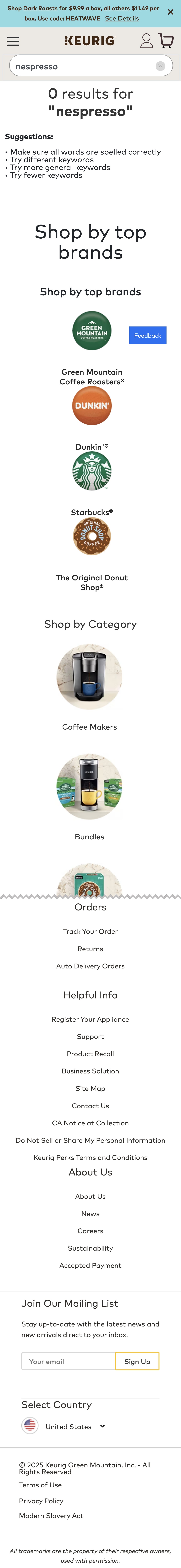 Mobile screenshot of Keurig