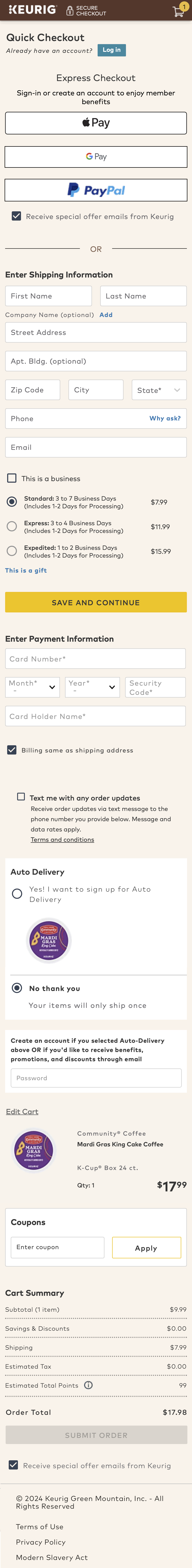 Mobile screenshot of Keurig