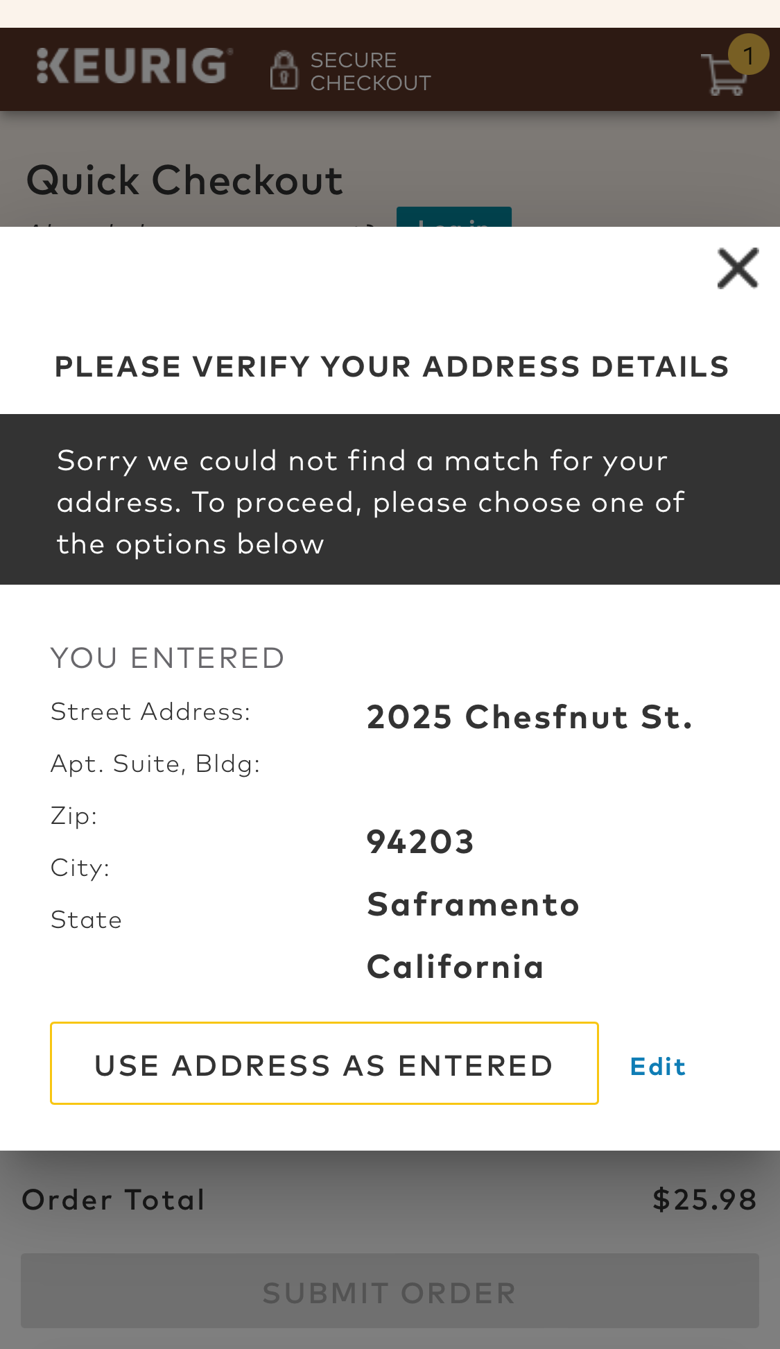 Mobile screenshot of Keurig