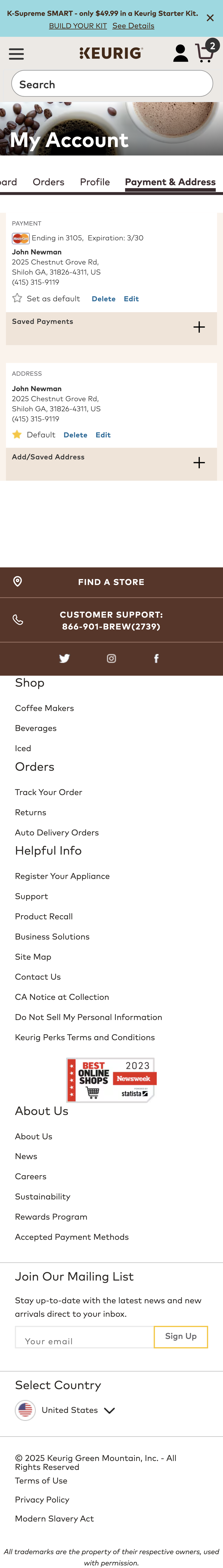 Mobile screenshot of Keurig