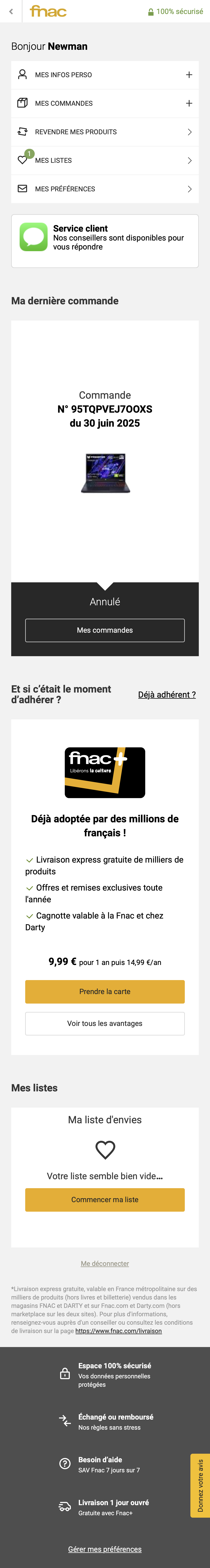 Mobile screenshot of Fnac