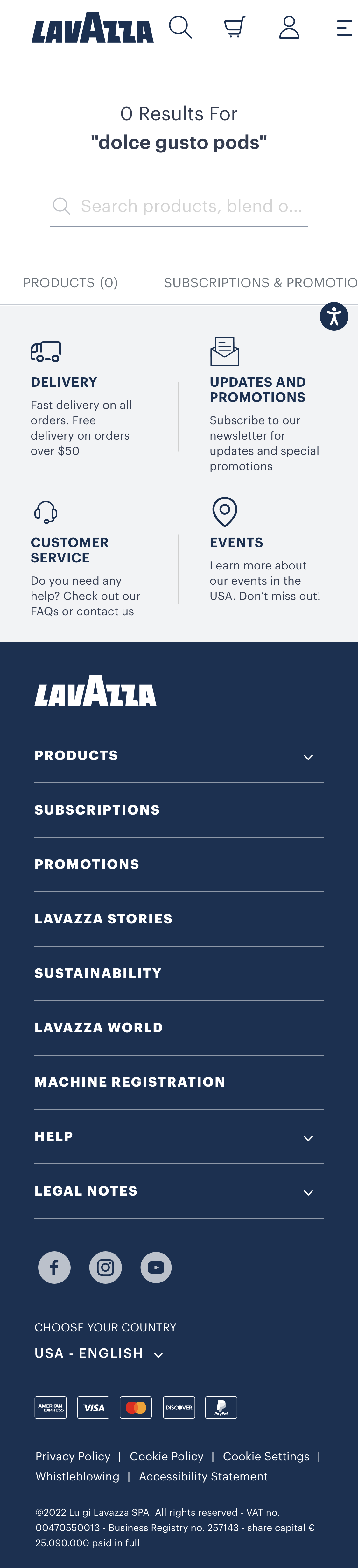 Mobile screenshot of Lavazza