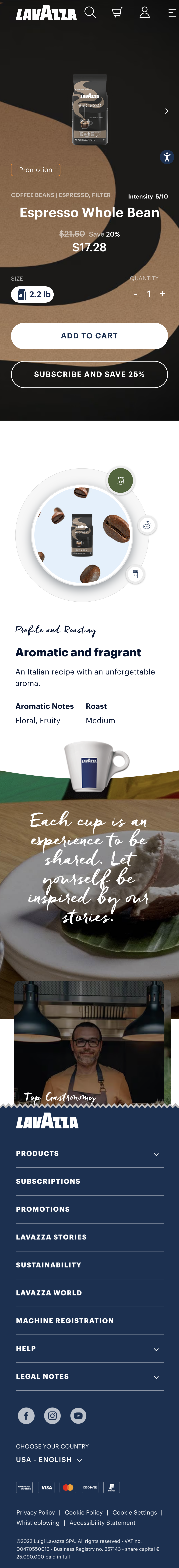 Mobile screenshot of Lavazza