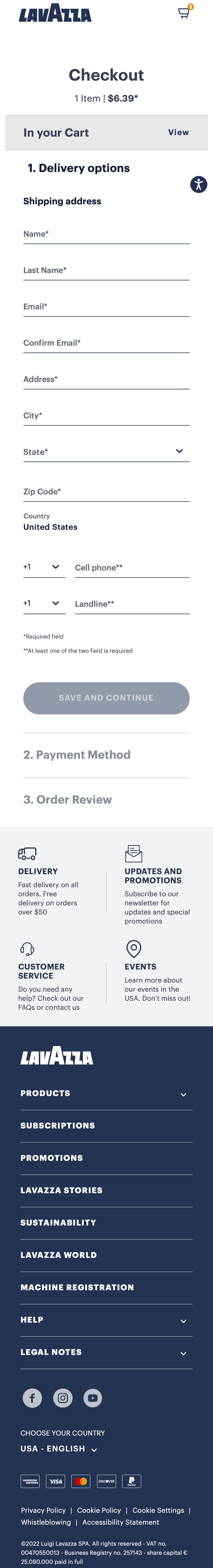 Mobile screenshot of Lavazza