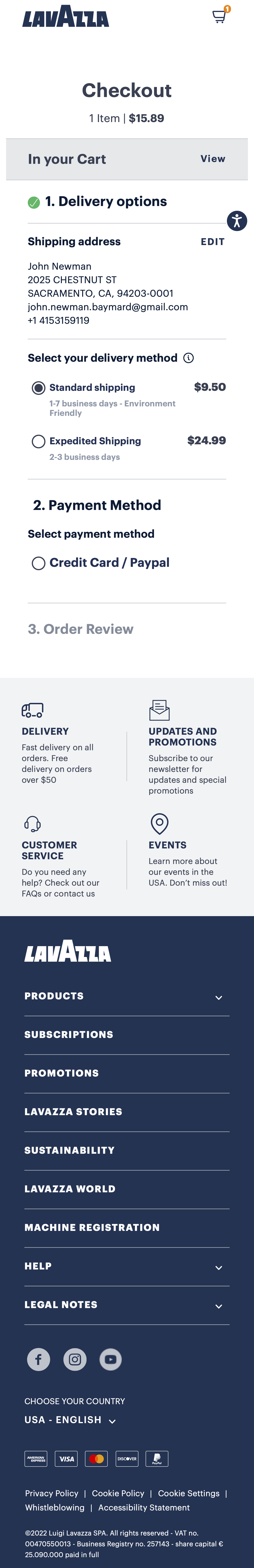 Mobile screenshot of Lavazza