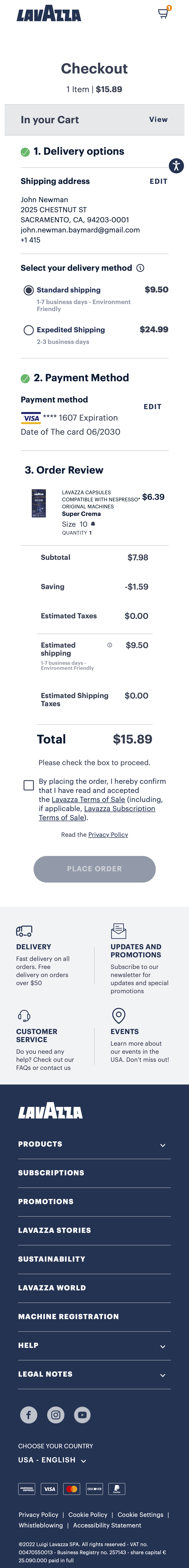 Mobile screenshot of Lavazza