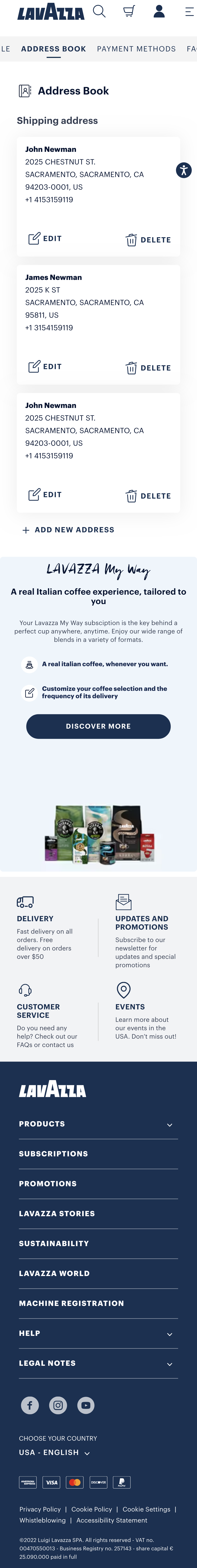 Mobile screenshot of Lavazza