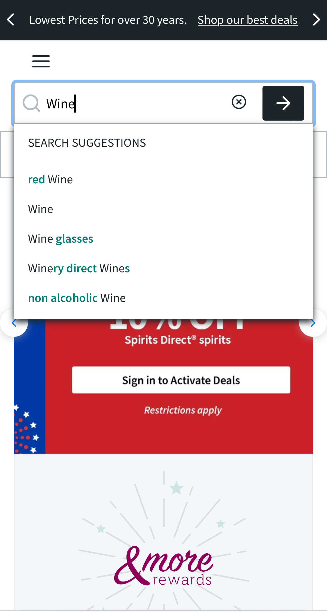 Mobile screenshot of Total Wine & More