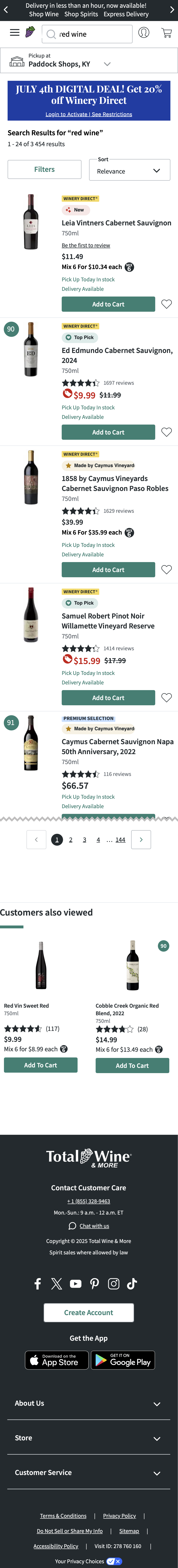 Mobile screenshot of Total Wine & More