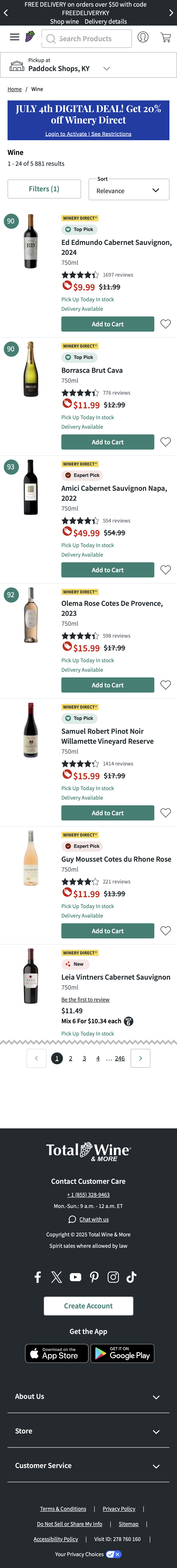 Mobile screenshot of Total Wine & More