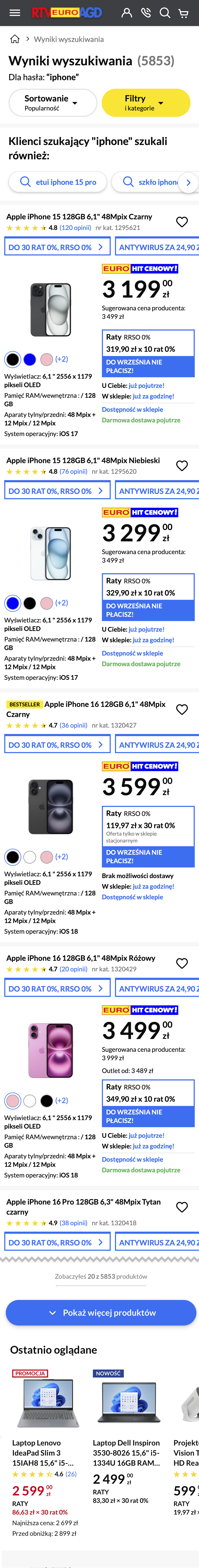 Mobile screenshot of RTV Euro AGD
