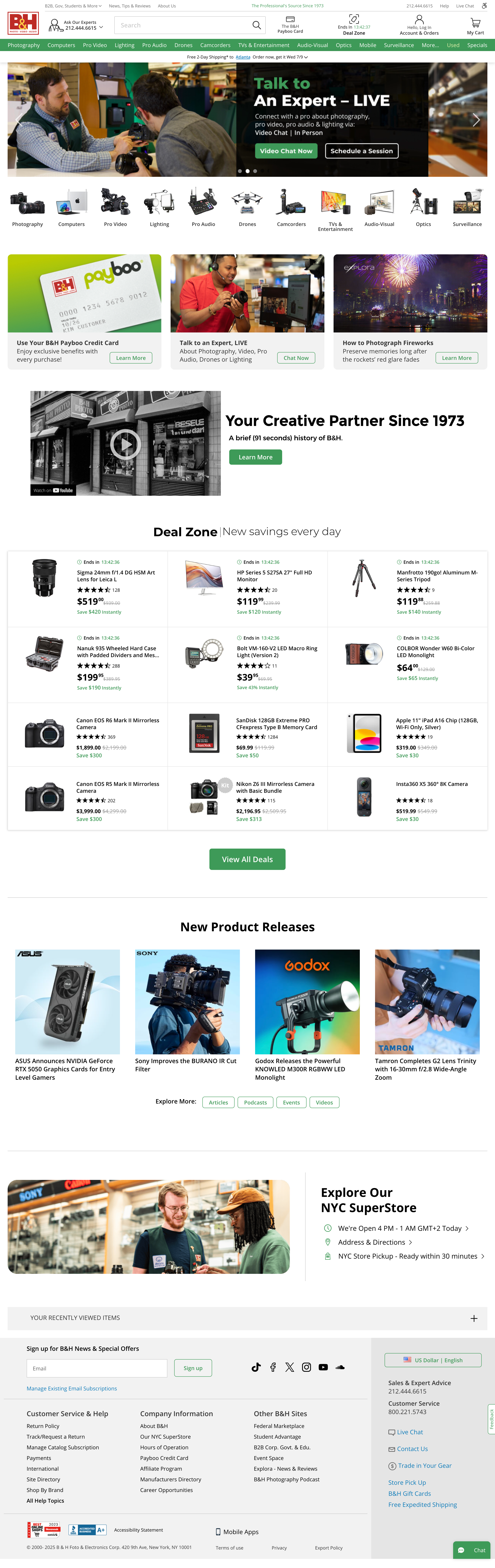 Desktop screenshot of B&H Photo