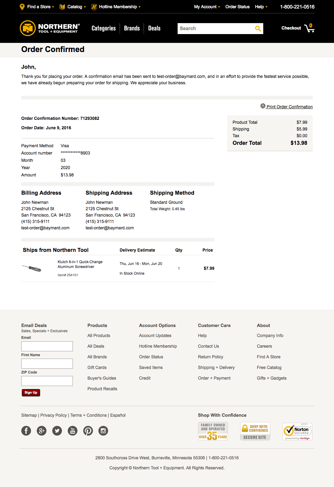 Northern Tool’s Receipt / Order Confirmation 624 of 656 Receipt