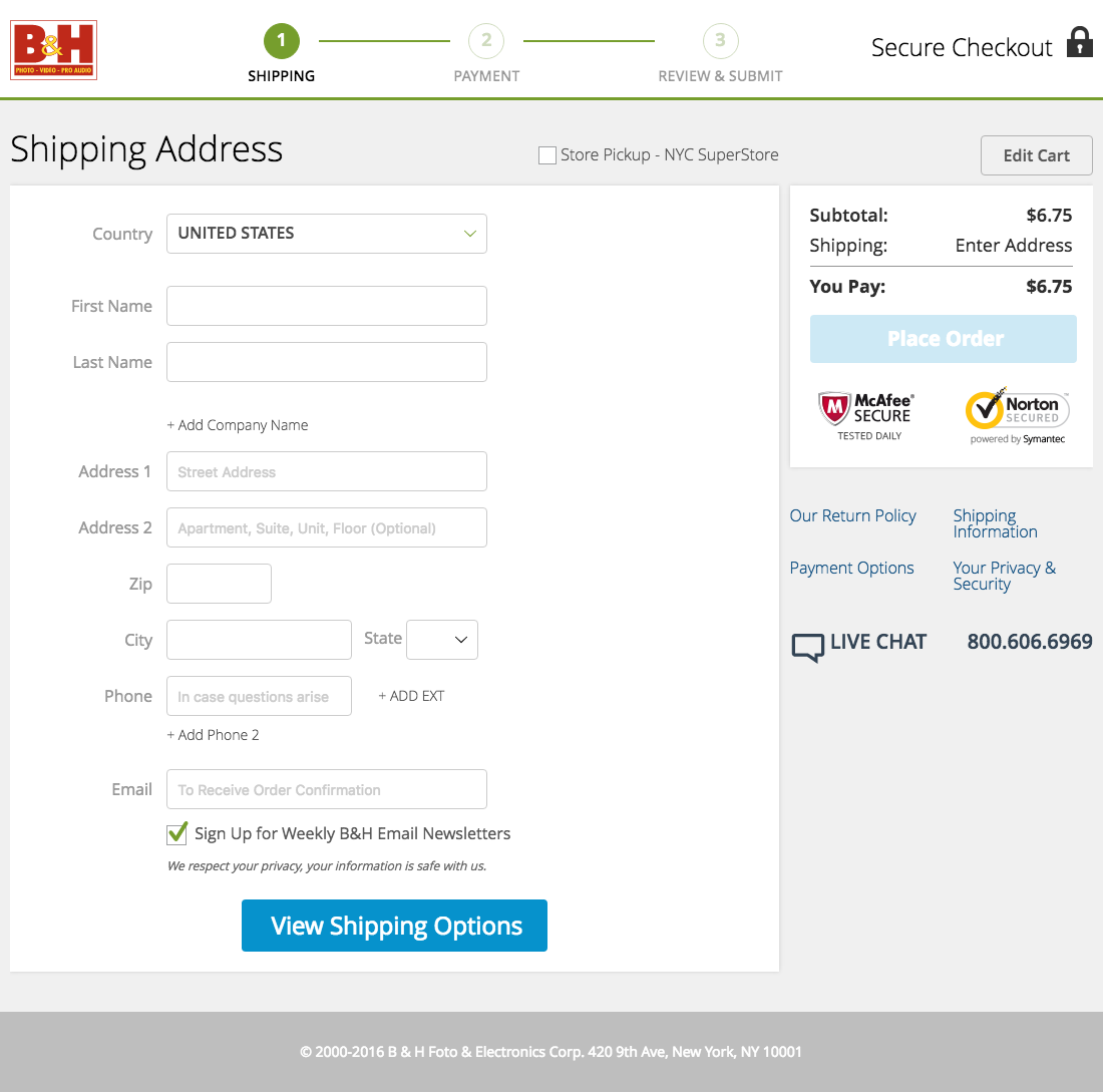 Desktop screenshot of B&H Photo