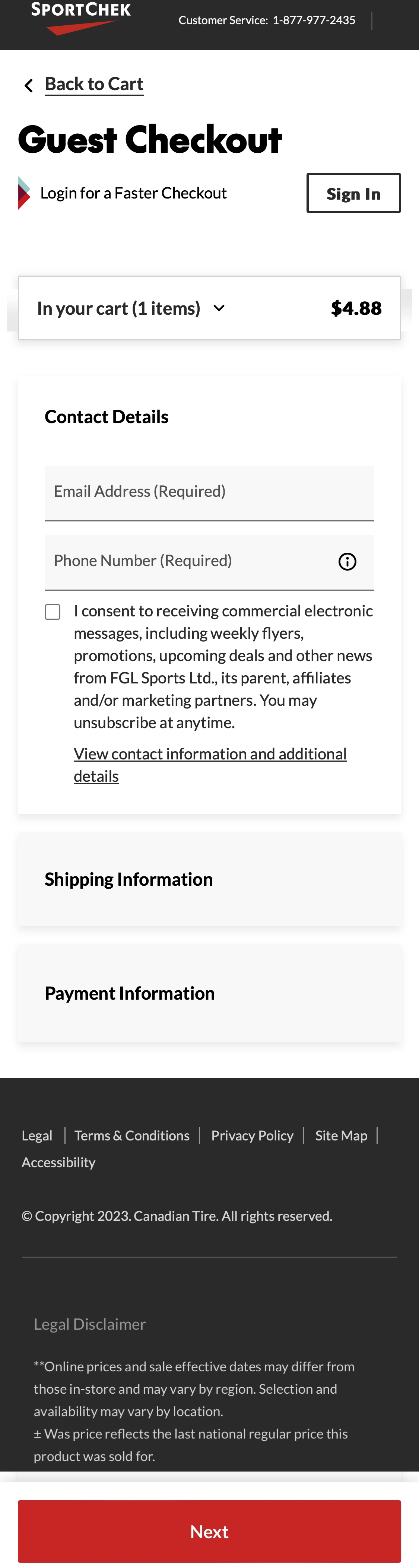 Mobile screenshot of SportChek