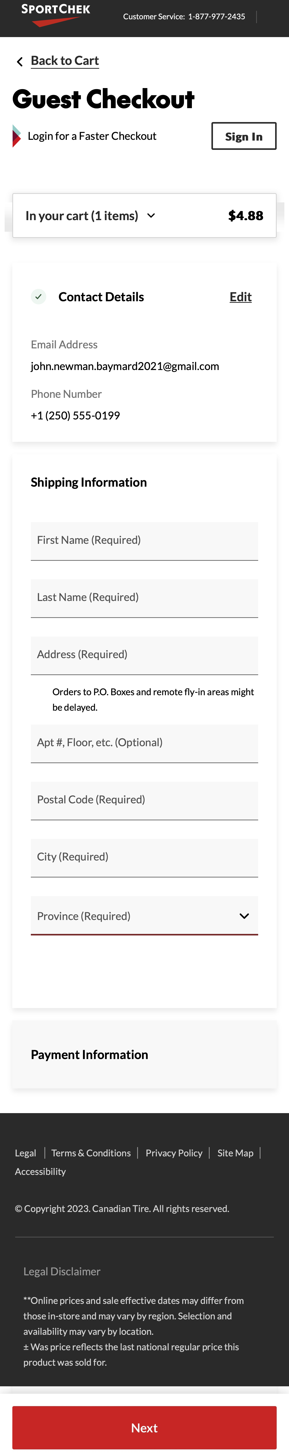 Mobile screenshot of SportChek