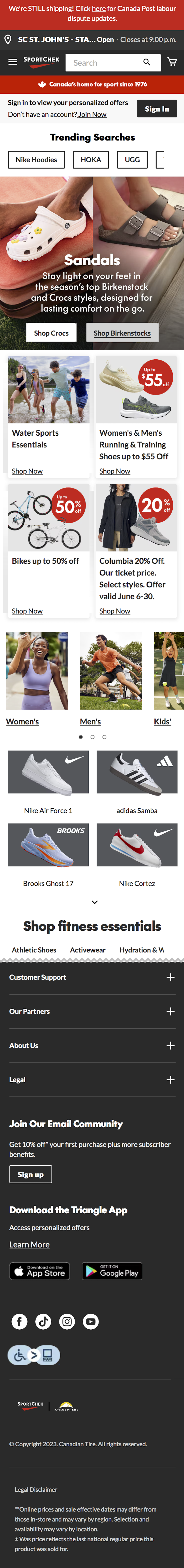 Mobile screenshot of SportChek