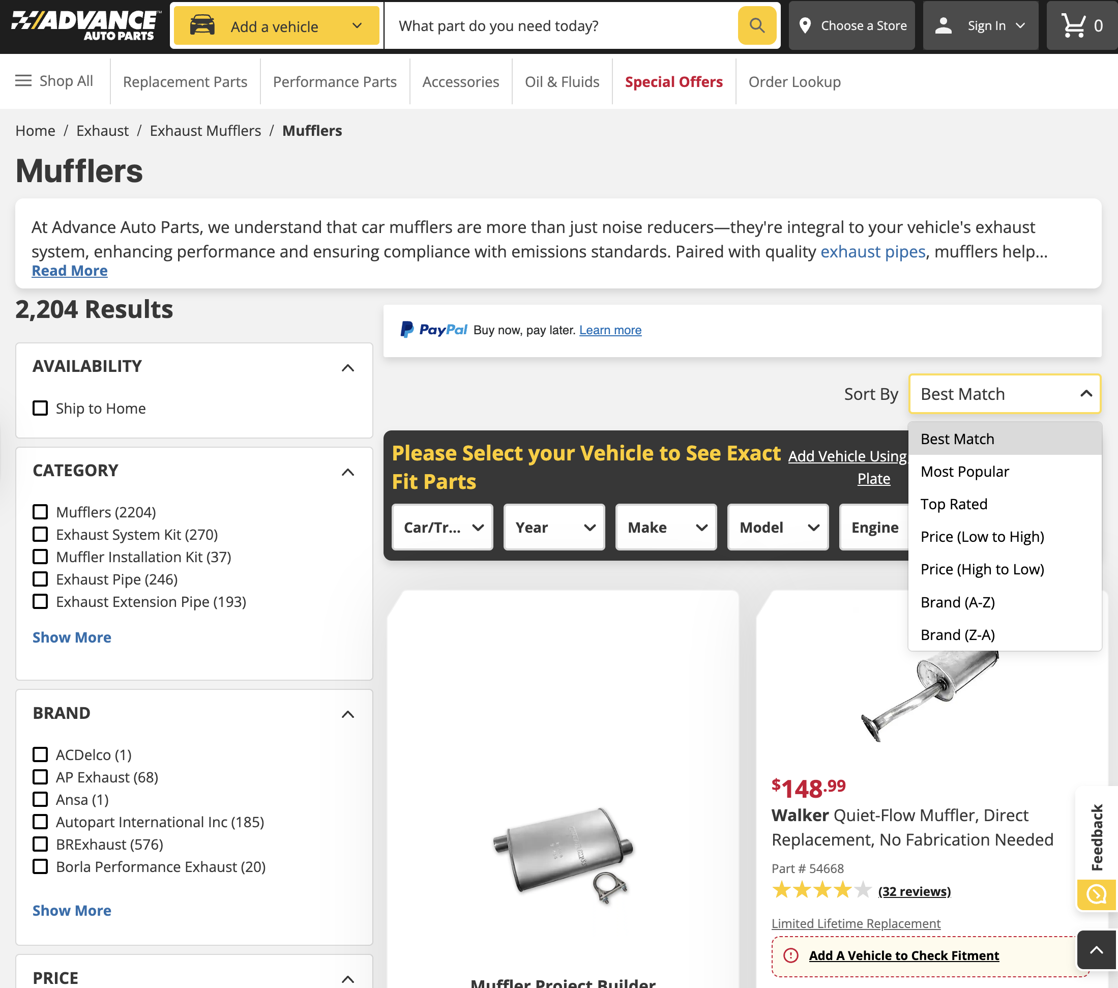 Desktop screenshot of Advance Auto Parts