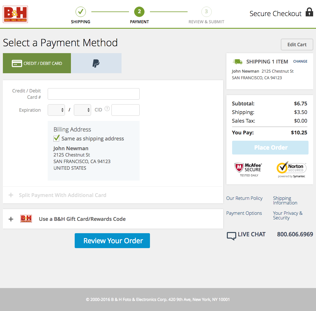 Desktop screenshot of B&H Photo