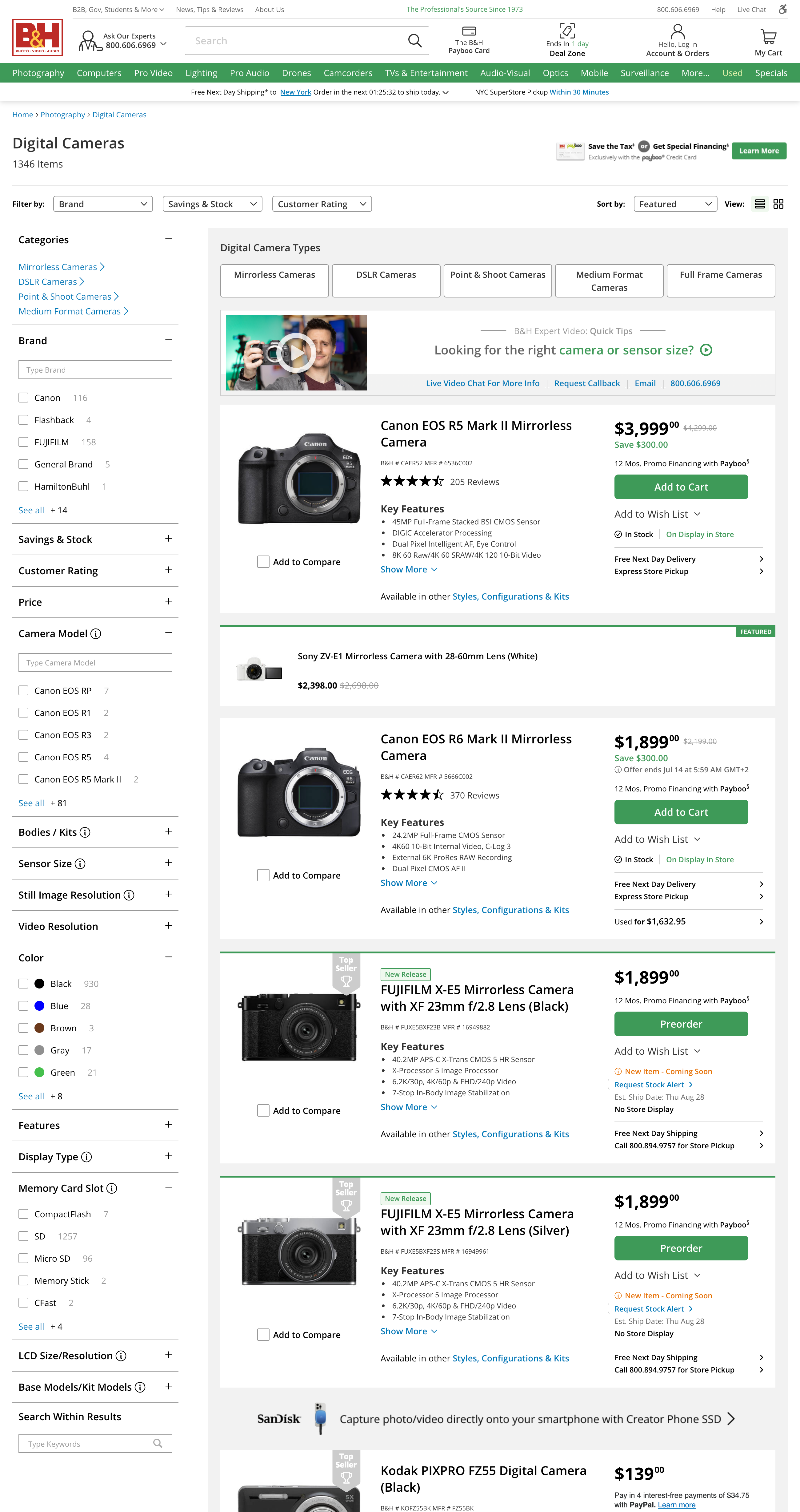 Desktop screenshot of B&H Photo