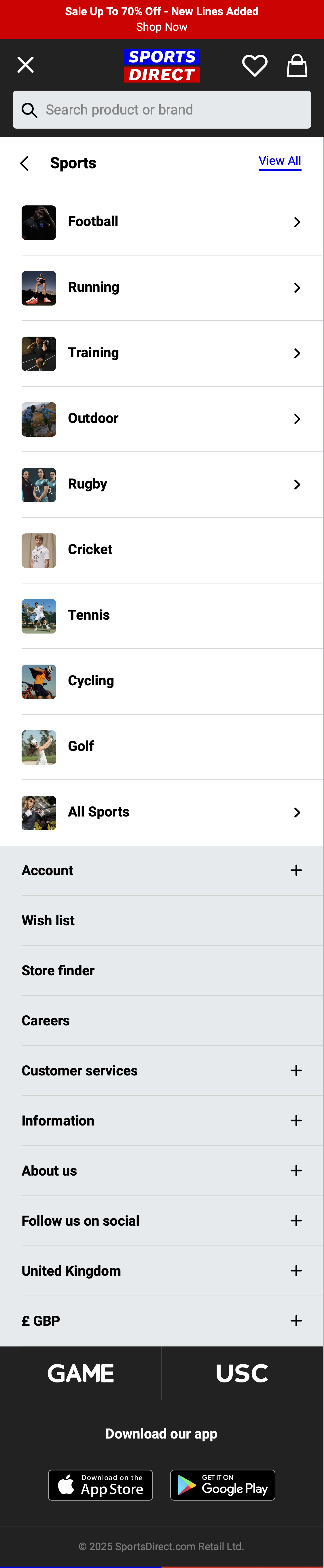 Mobile screenshot of Sports Direct