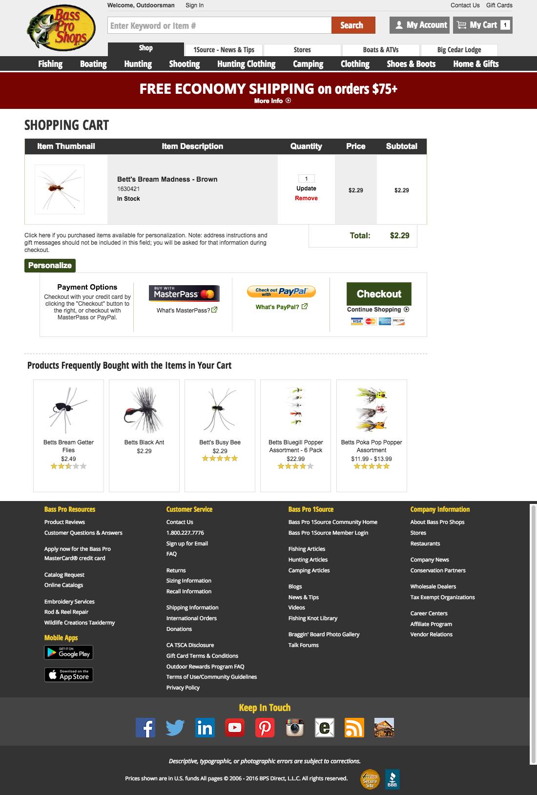 Bass Pro Shops’ Cart 522 of 728 Cart Examples Baymard Institute