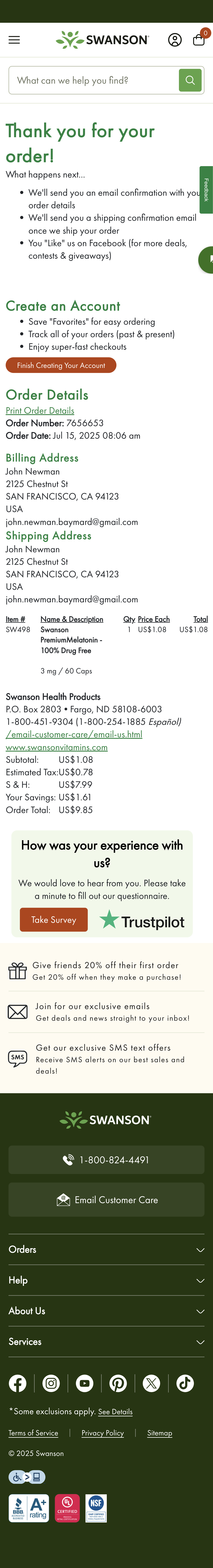 Mobile screenshot of Swanson Vitamins
