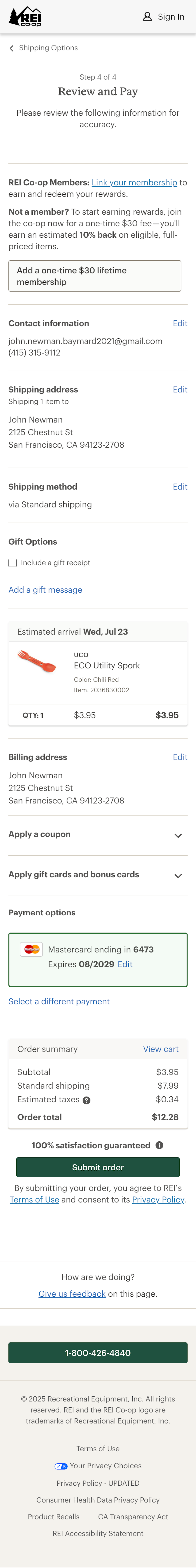 Mobile screenshot of REI