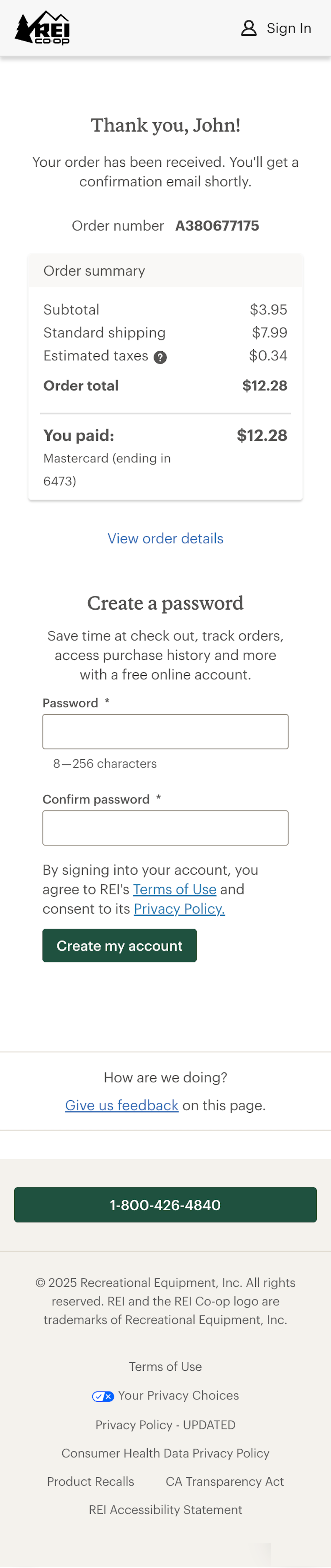 Mobile screenshot of REI