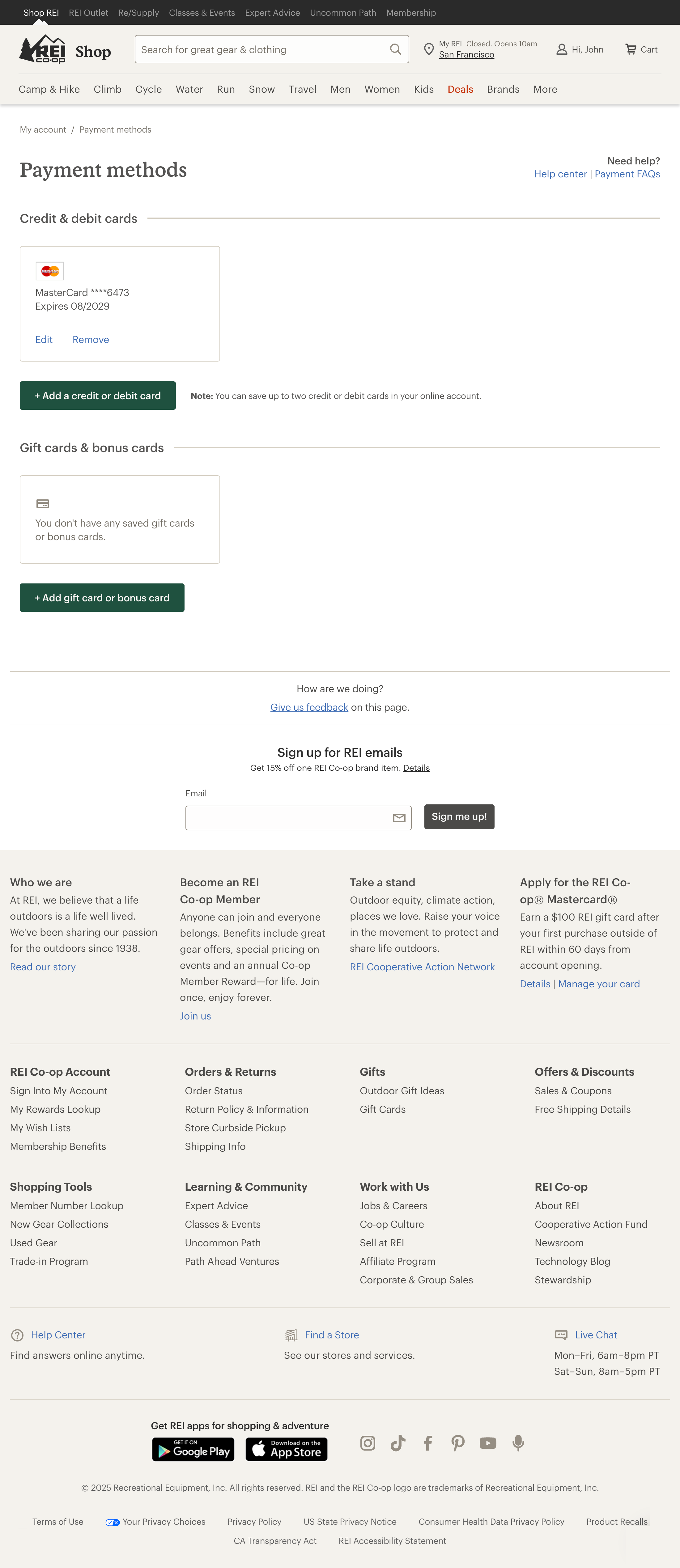 Desktop screenshot of REI