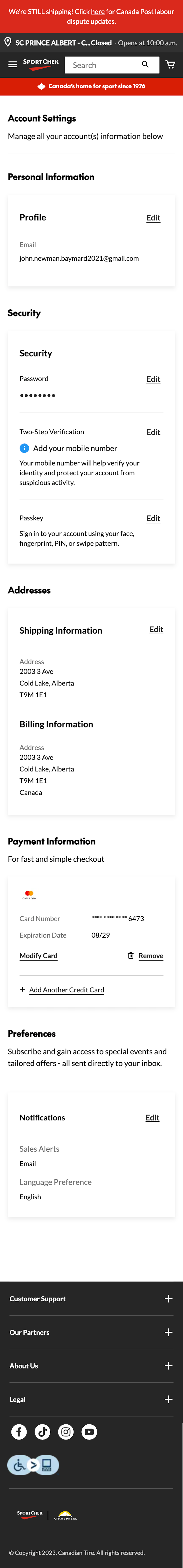 Mobile screenshot of SportChek