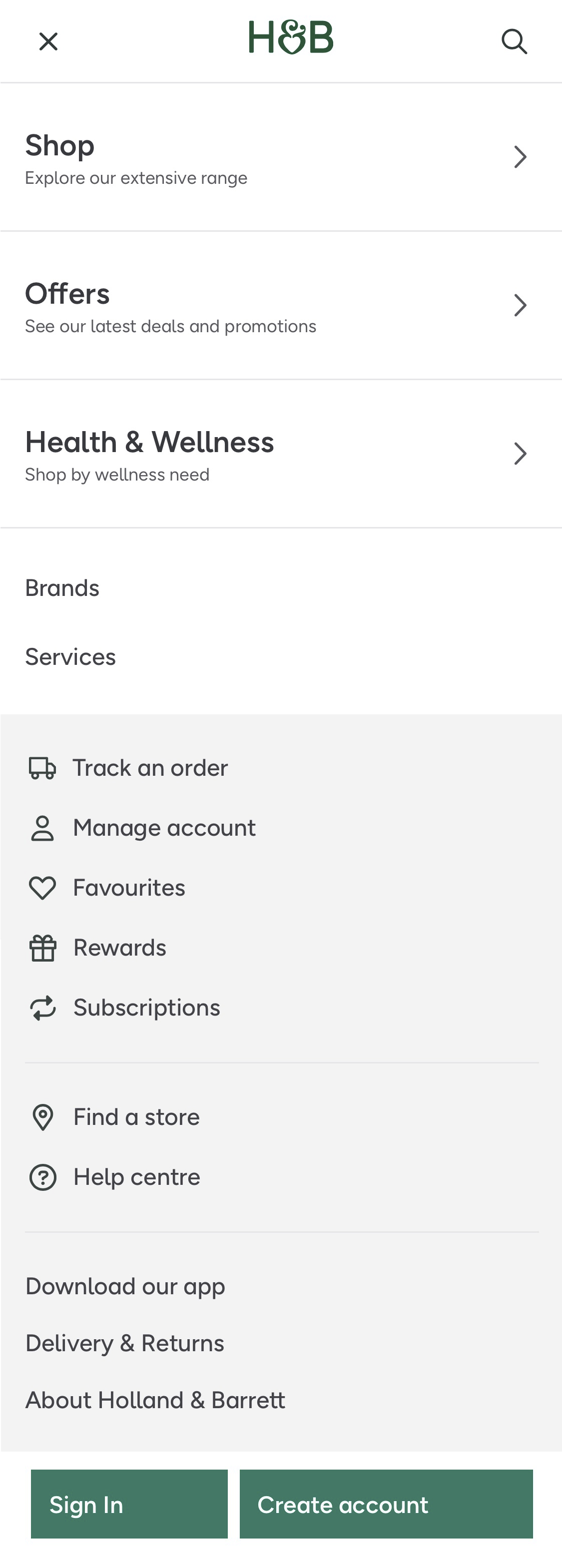 Mobile screenshot of Holland & Barrett