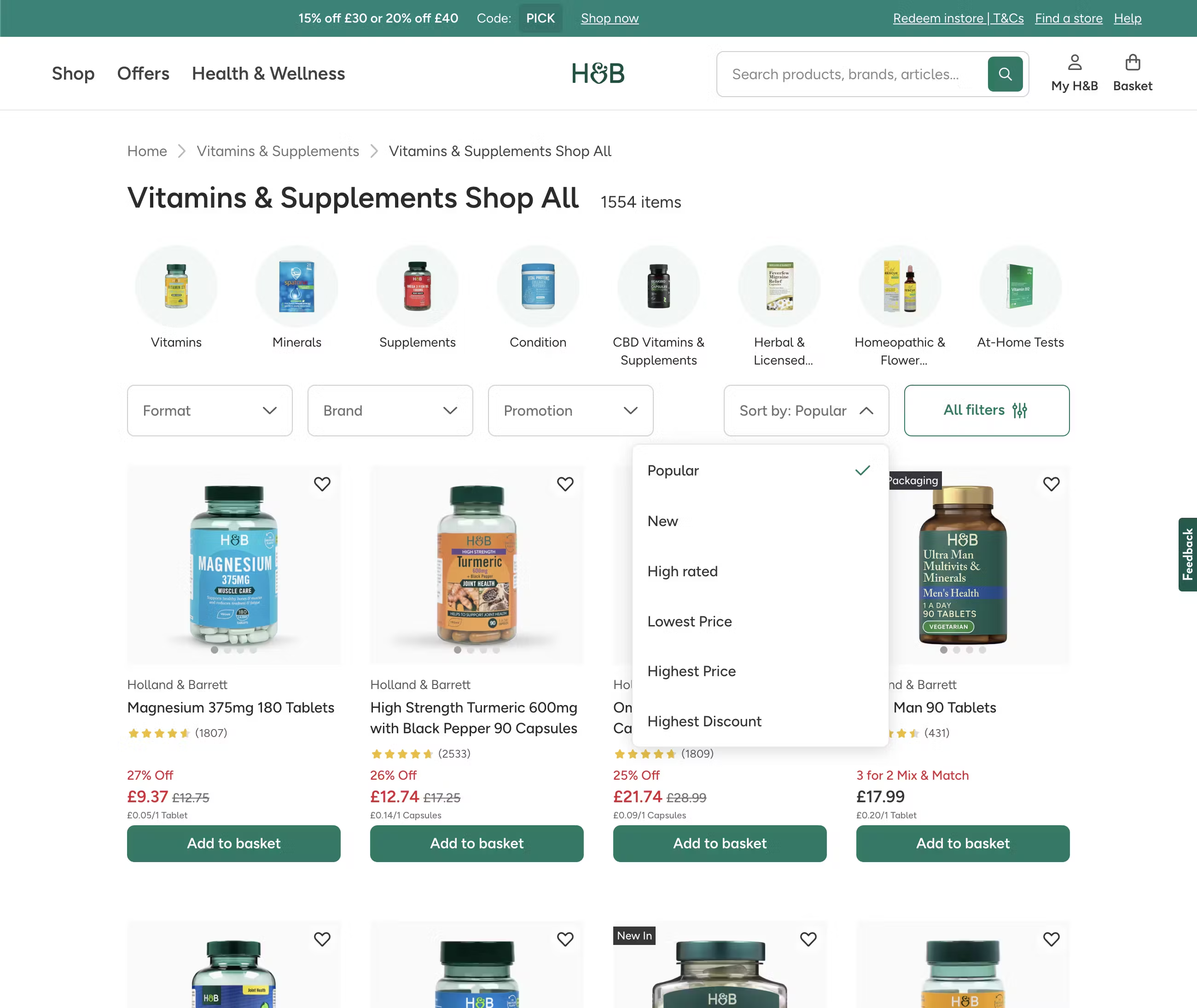 Desktop screenshot of Holland & Barrett