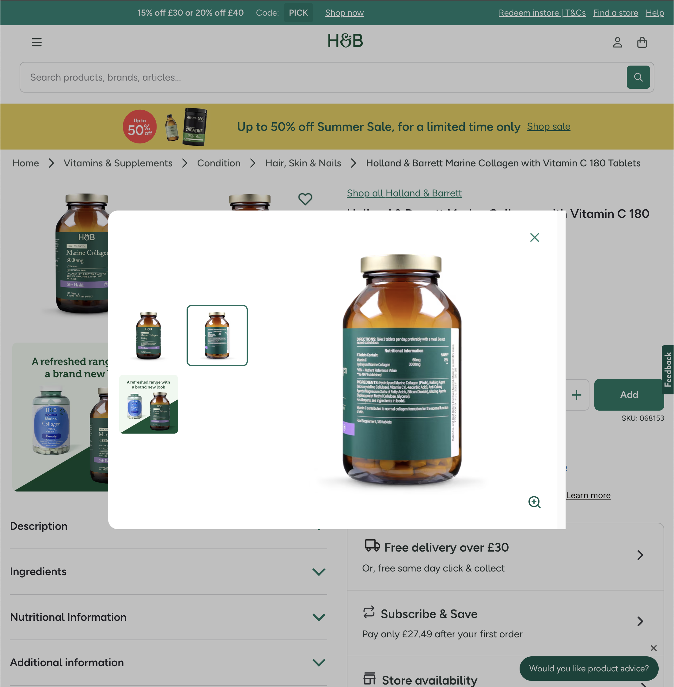 Desktop screenshot of Holland & Barrett
