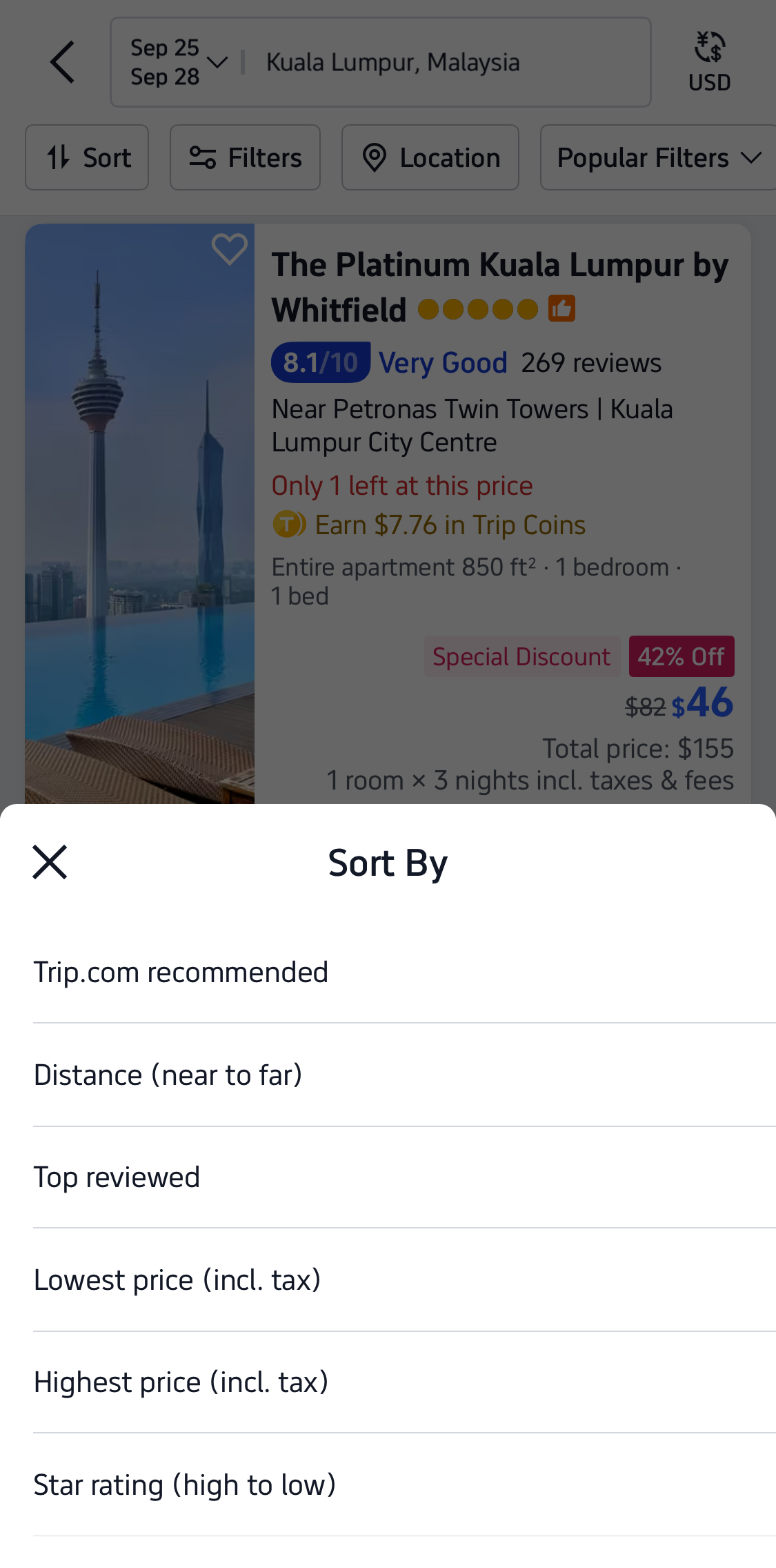 Mobile screenshot of Trip.com
