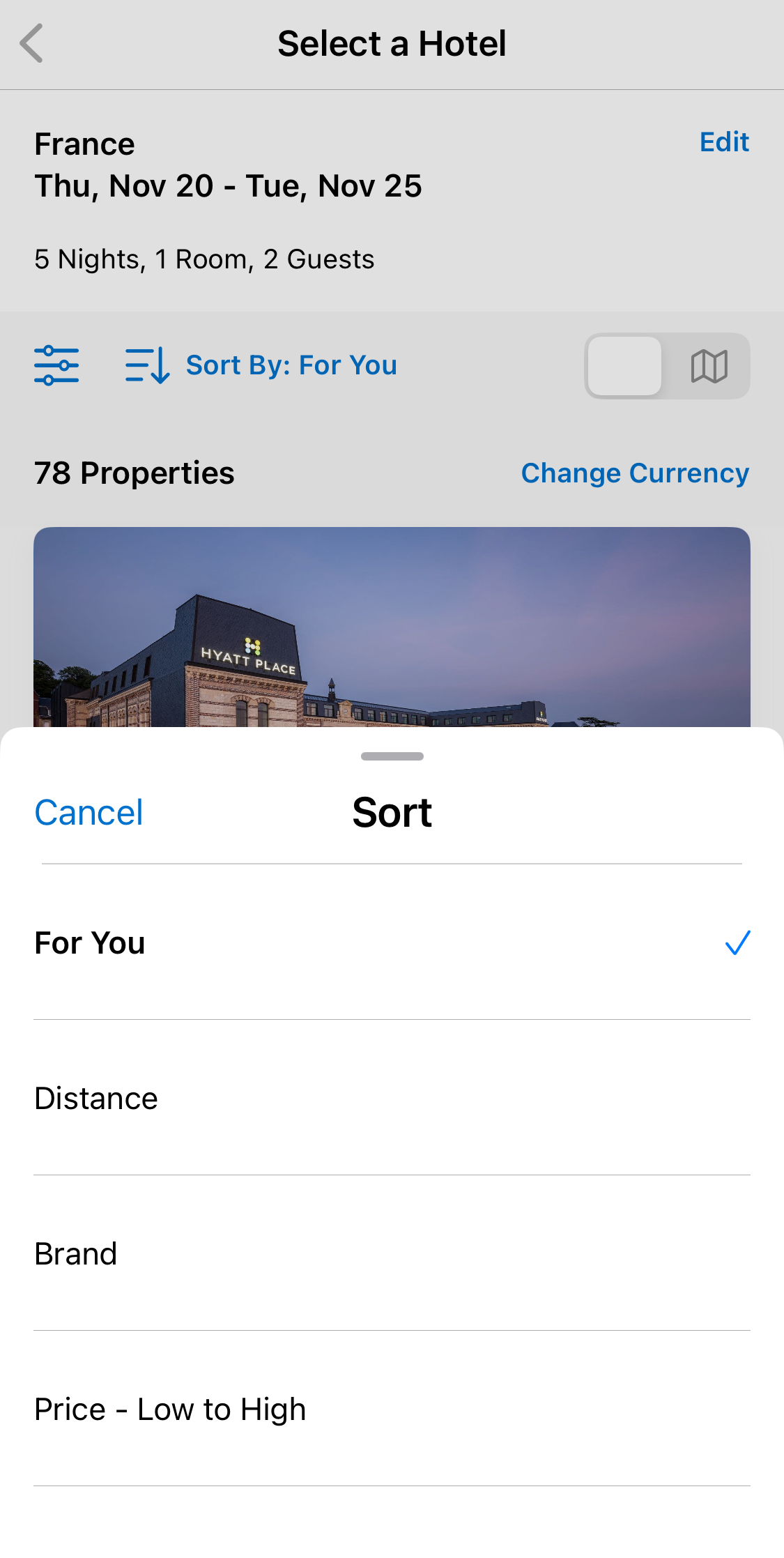 Mobile screenshot of Hyatt
