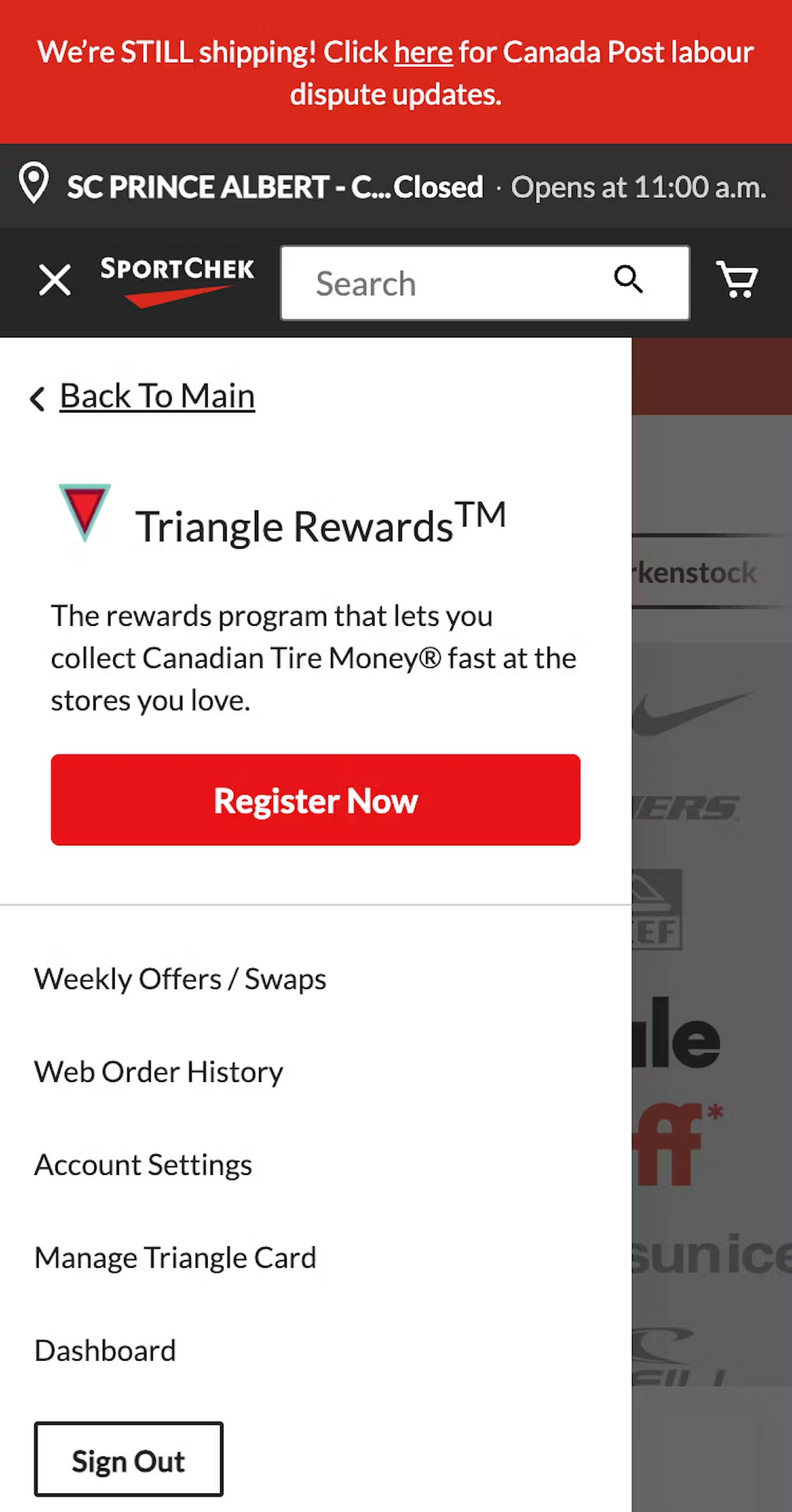 Mobile screenshot of SportChek